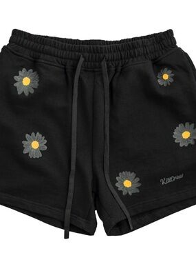 Kill Crew Black Daisy Print Drawstring Shorts